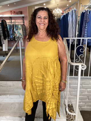 LINEN GAUZE TUNIC - MUSTARD