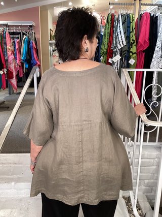 ARTIST LINEN TOP - SADDLE