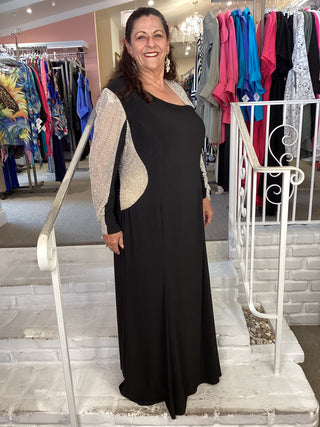 "ANJA" ASYM GOWN - BLACK-NUDE