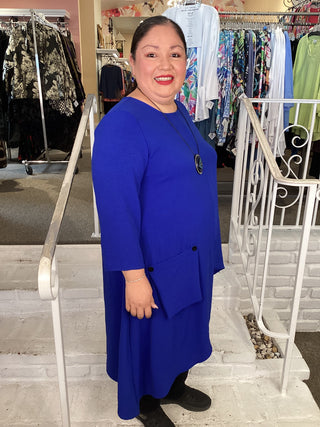 LONG ASYM TUNIC - ROYAL BLUE