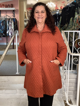 LONG QUILTED JACKET - RUST