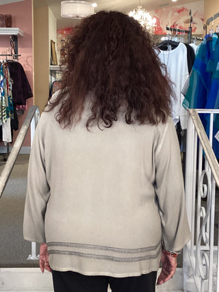 Contrast Stripe Top - Brown Taupe