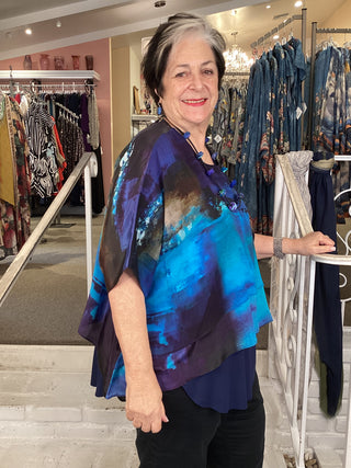 Silk Overlay Top - Midnight