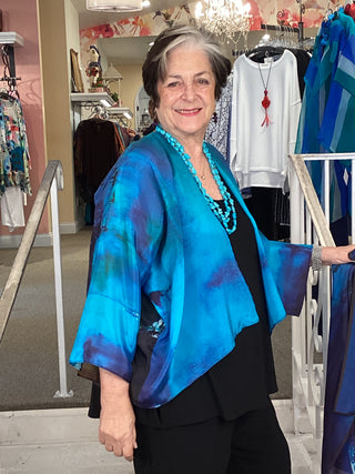 Silk Kimono Jacket - Midnight Blue