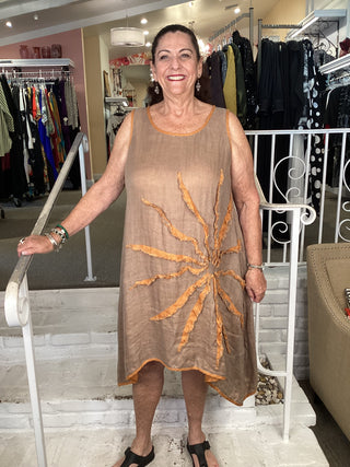 GAUZE TANK DRESS - ORANGE