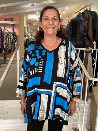 DENISE TUNIC - BLUE & BLACK