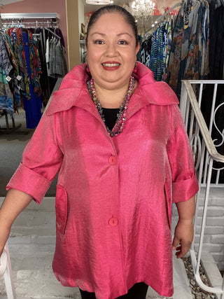 SHIMMER SWING JACKET - FUCHSIA