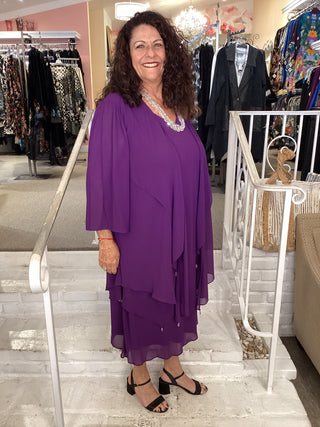 TIERED DRESS & JKT - PURPLE