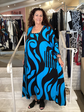 3/4 MARIA DRESS - LAVA BLUE