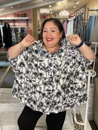 CRINKLE JACQUARD SHIRT -FLOWER