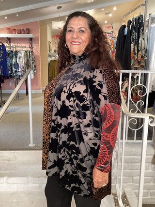 AT800R Cut Velvet Tunic in Regal Mix by Alembika