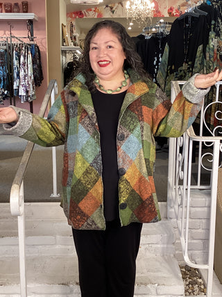 BUTTON PLAID JACKET