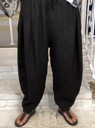 LINEN BAG PANT - BLACK