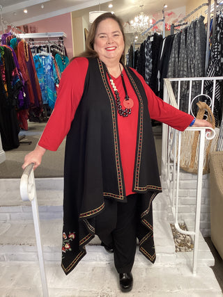 SWING EMBROIDERED VEST - BLACK