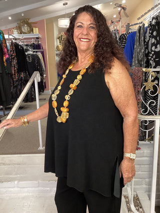 LONG BOUCLE A-LINE TANK - BLAC