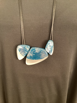 3 NECKLACE TEAL & SILVER