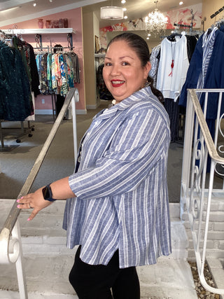 SAMANTHA BLOUSE-DENIM STRIPE