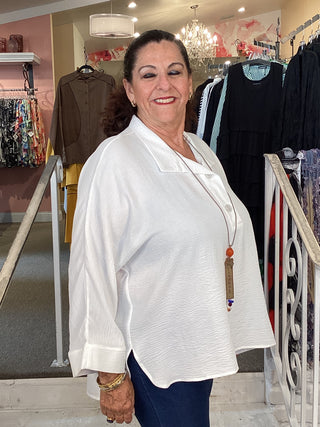 COLLAR AIRFLOW TUNIC - WHITE
