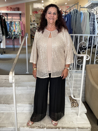 CROCHET TWINSET - TAUPE