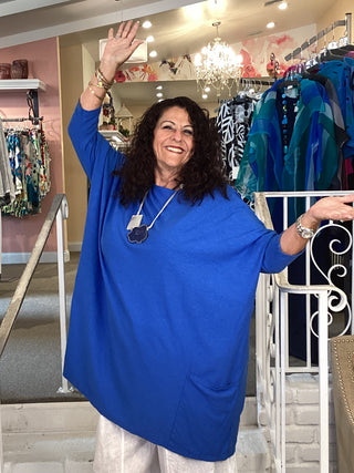 COTTON 2 PKT TUNIC - VIVID BLU