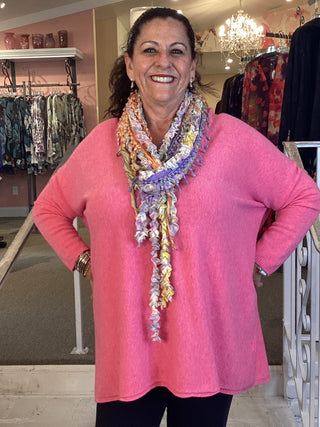 MIKA V  BOXY FINE KNIT - AZALE