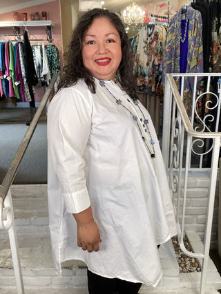 JT1080 Button Flap Tunic - White
