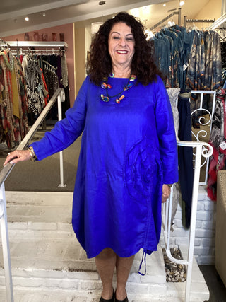 L/S CIRCLE DRESS - BLUE