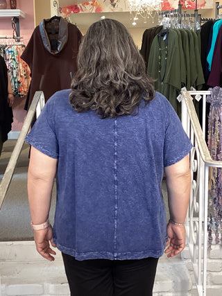 CENTER SEAM BOXY TOP - DENIM