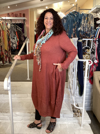 DRESS - RED CRINKLE