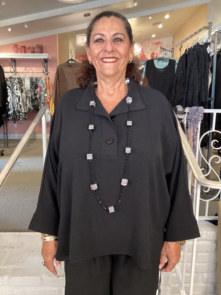 COLLAR AIRFLOW TUNIC - BLACK