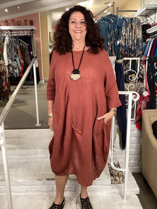 BUBBLE DRESS - RED CRINKLE