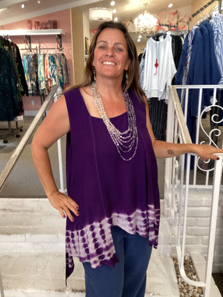 2192 Asymmetric Dip-Dye Tunic - Purple Crystal