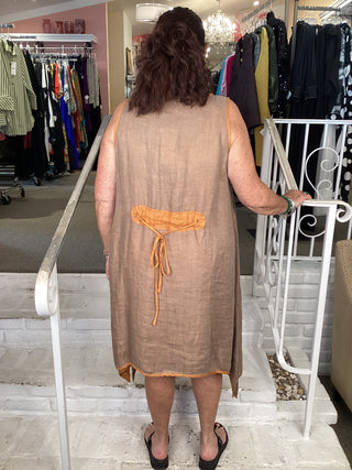 GAUZE TANK DRESS - ORANGE
