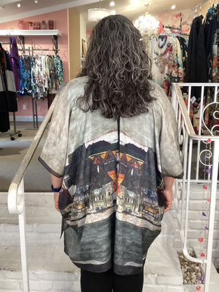 Silk Long Kimono - Village