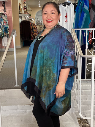 Silk Long Kimono - Lagoon