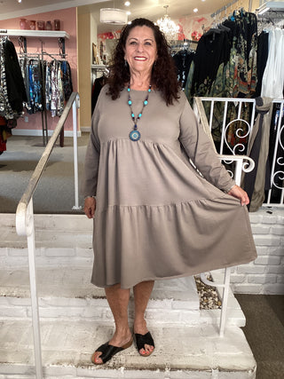 BABY DOLL DRESS - STONE/GREY