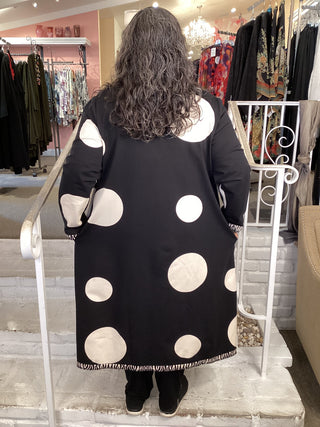 TUVA LONG CARDI - B/W DOT