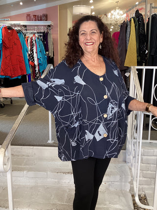 ABSTRACT HAND JKT/TUNIC - NAVY