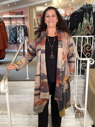 SUEDE LONG JACKET - BROWN