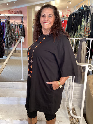 COTTON T SHIRT TUNIC -BLACK