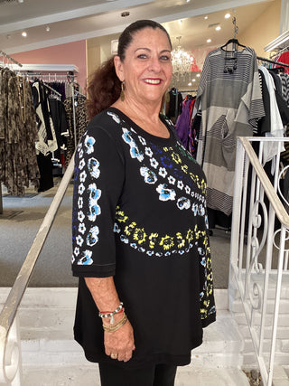 BANDED TUNIC - BLACK HENNA