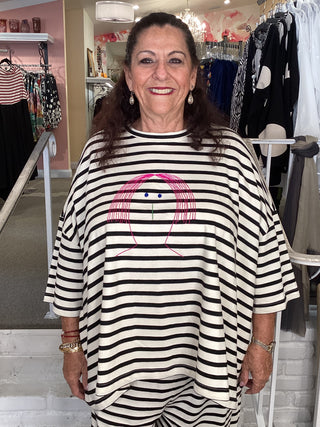 V490S SHORT STRIPE TEE-2 COLOR