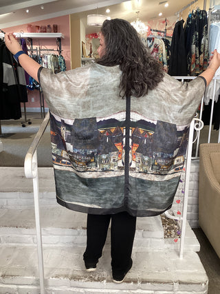 Silk Long Kimono - Village
