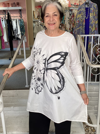 JT1075 Butterfly Tunic - White