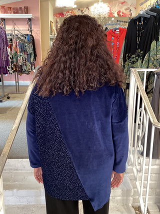 BEATRICE  VELVET TOP - NAVY