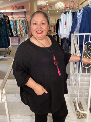 ROZA 2 POCKET TOP - BLACK