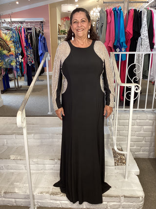 "GEORGIA" CREW GOWN-BLACK-NUDE