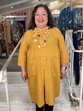 L/S BUTTON TUNIC - MUSTARD