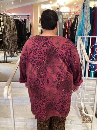 LEOPARD TUNIC - BURGANDY