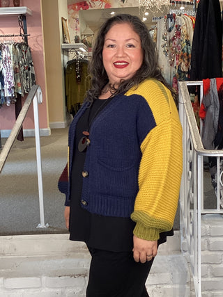 AS945H PATCH CARDIGAN - HONEY